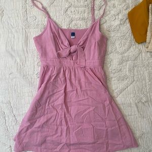 Old Navy pink Linen tie front summer dress size L